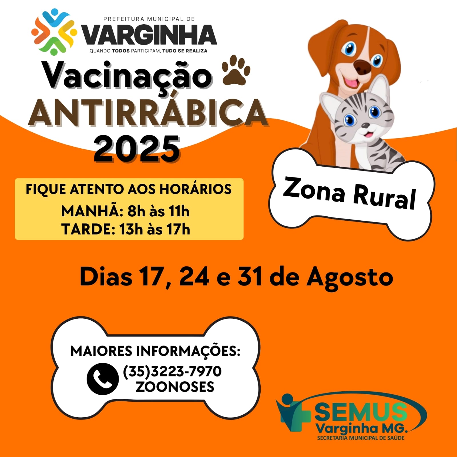Leia mais sobre o artigo VACINAÇÃO ANTIRRÁBICA 2025 – ZONA RURAL